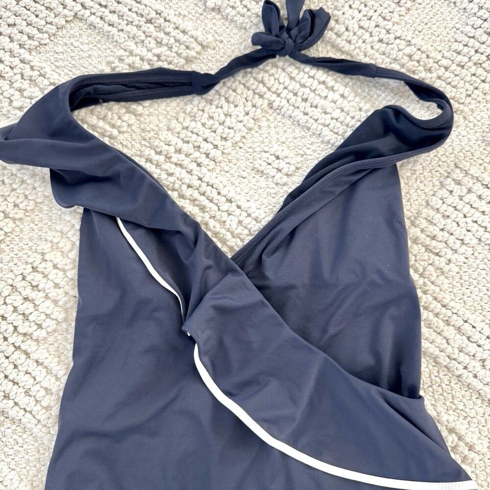 Carmen Marc Valvo One-Piece Swim Bathing Suit Women’s 14 Padded Halter Navy Blue - Picture 3 of 13